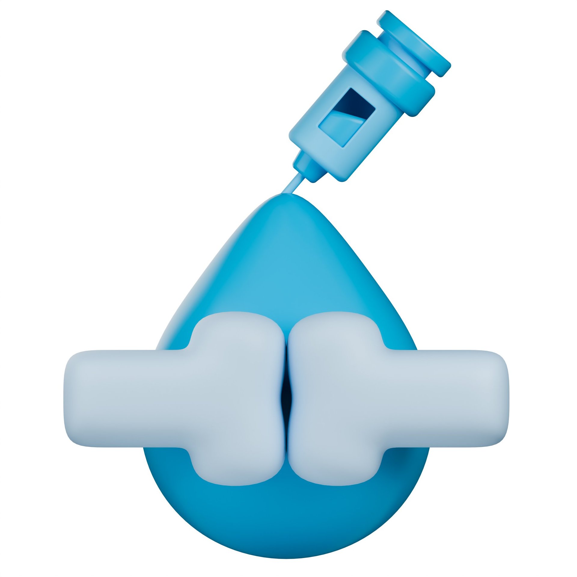 Joint fluid collection concept with blue drop of synovial fluid